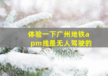 体验一下广州地铁apm线是无人驾驶的