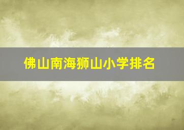 佛山南海狮山小学排名