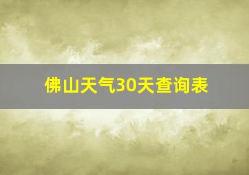 佛山天气30天查询表