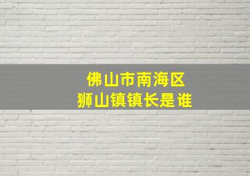 佛山市南海区狮山镇镇长是谁