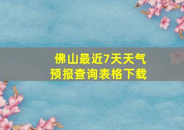 佛山最近7天天气预报查询表格下载