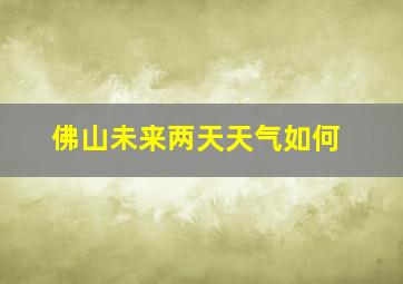 佛山未来两天天气如何