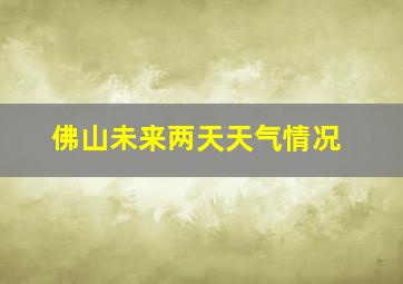 佛山未来两天天气情况