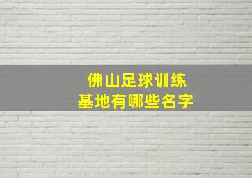 佛山足球训练基地有哪些名字