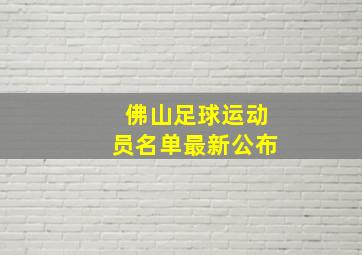 佛山足球运动员名单最新公布