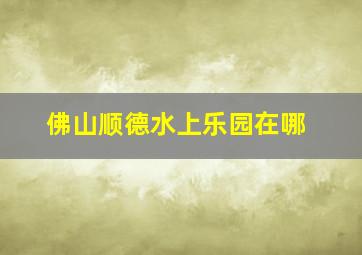 佛山顺德水上乐园在哪