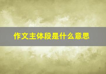 作文主体段是什么意思