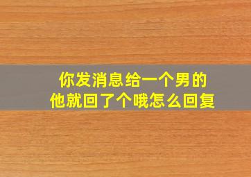 你发消息给一个男的他就回了个哦怎么回复