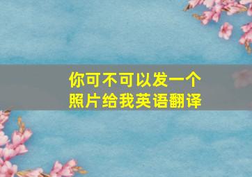 你可不可以发一个照片给我英语翻译