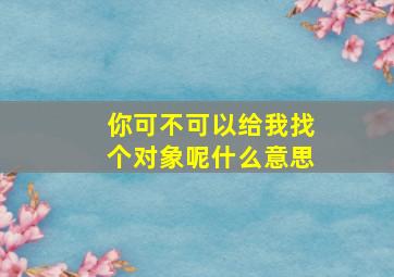 你可不可以给我找个对象呢什么意思