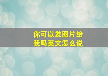 你可以发图片给我吗英文怎么说