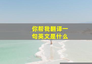 你帮我翻译一句英文是什么