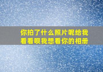 你拍了什么照片呢给我看看呗我想看你的相册