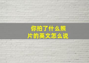 你拍了什么照片的英文怎么说