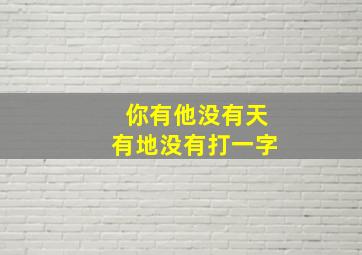 你有他没有天有地没有打一字