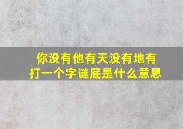 你没有他有天没有地有打一个字谜底是什么意思