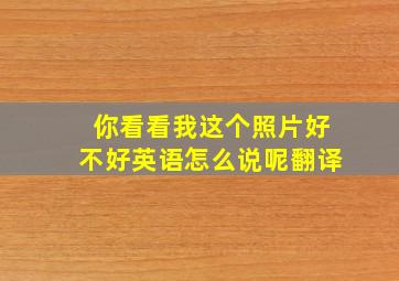 你看看我这个照片好不好英语怎么说呢翻译