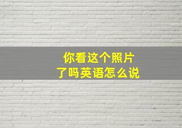 你看这个照片了吗英语怎么说