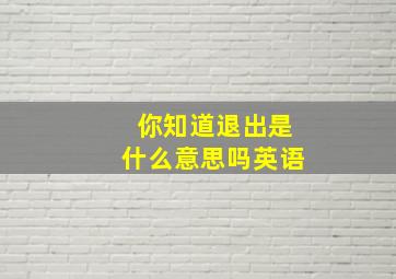 你知道退出是什么意思吗英语