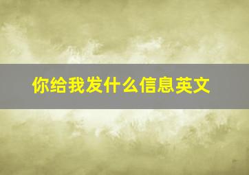 你给我发什么信息英文