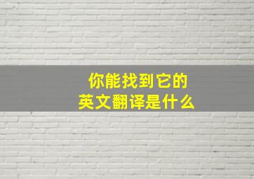 你能找到它的英文翻译是什么