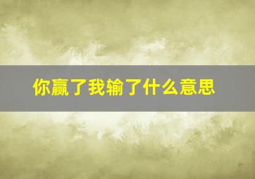 你赢了我输了什么意思