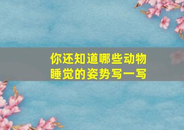 你还知道哪些动物睡觉的姿势写一写