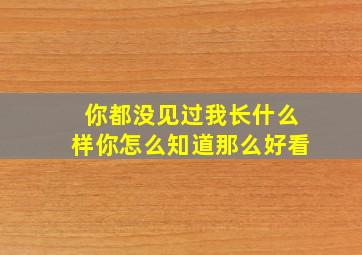 你都没见过我长什么样你怎么知道那么好看