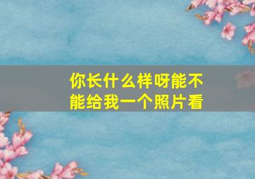 你长什么样呀能不能给我一个照片看