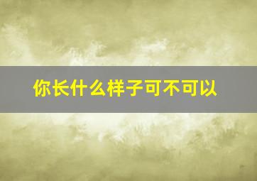 你长什么样子可不可以