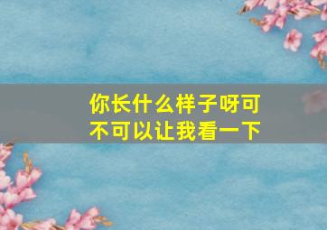 你长什么样子呀可不可以让我看一下