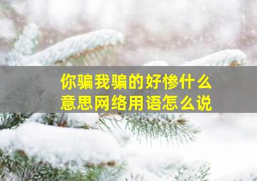 你骗我骗的好惨什么意思网络用语怎么说