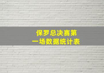 保罗总决赛第一场数据统计表