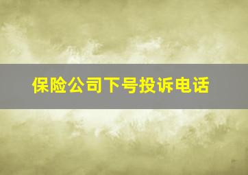 保险公司下号投诉电话