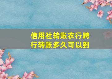 信用社转账农行跨行转账多久可以到