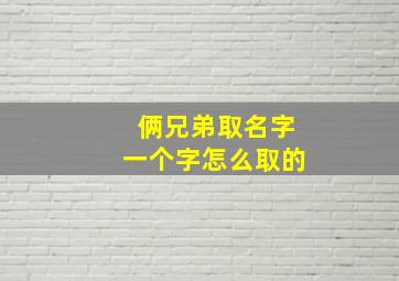 俩兄弟取名字一个字怎么取的