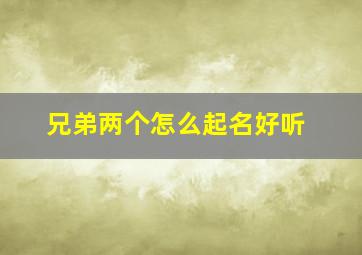 兄弟两个怎么起名好听