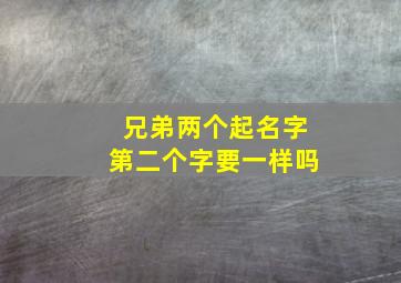 兄弟两个起名字第二个字要一样吗