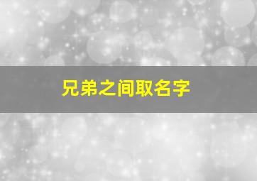 兄弟之间取名字