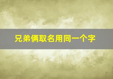 兄弟俩取名用同一个字