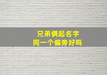 兄弟俩起名字同一个偏旁好吗