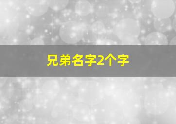 兄弟名字2个字