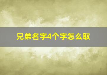 兄弟名字4个字怎么取