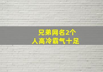 兄弟网名2个人高冷霸气十足