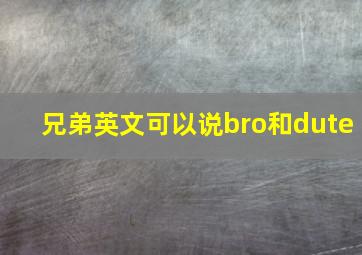 兄弟英文可以说bro和dute