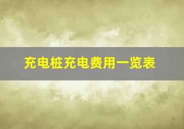 充电桩充电费用一览表