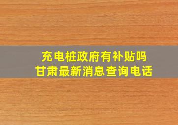 充电桩政府有补贴吗甘肃最新消息查询电话