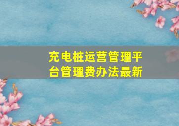 充电桩运营管理平台管理费办法最新