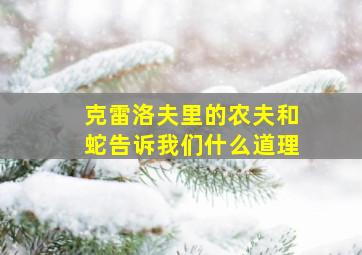 克雷洛夫里的农夫和蛇告诉我们什么道理