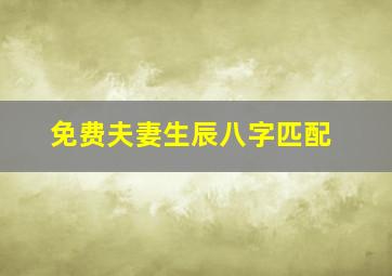 免费夫妻生辰八字匹配